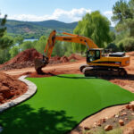 excavator with putting green