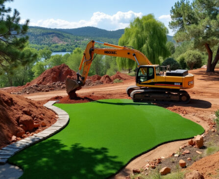 excavator with putting green