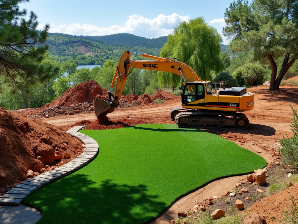 excavator with putting green